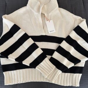 NWT Quince Striped Sweater in Black and Cream